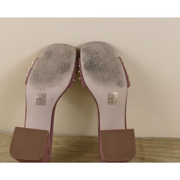 Jeffrey Campbell Sandals 9 Pink Suede Pearl Studs Open Toe Slip On - Picture 5 of 8